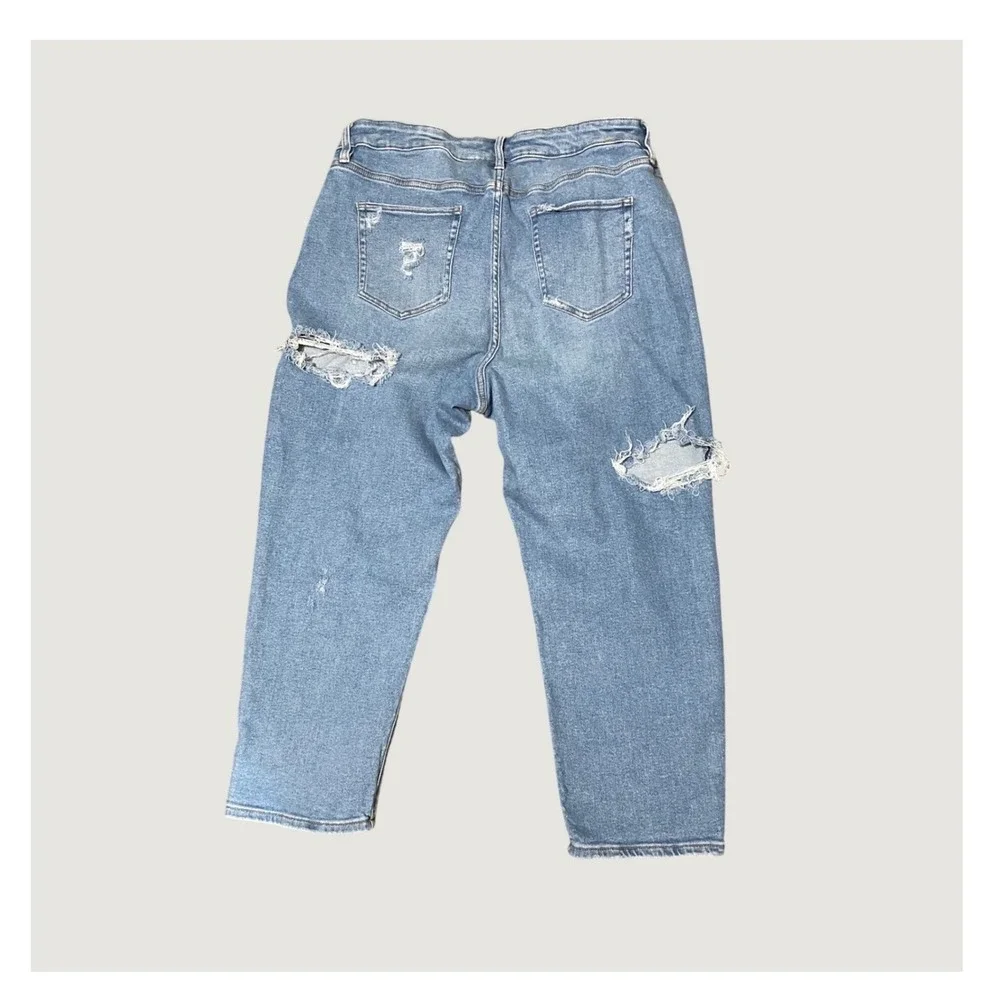 Ava & Viv Distressed Cropped Straight Leg Jeans 18W Grunge Streetwear‎ Y2K Edgy